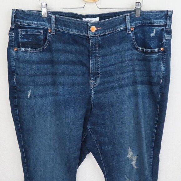 Lane Bryant Plus Size 28 Curvy Fit High Rise Skinny Distressed Dark Denim Jeans - Picture 2 of 13